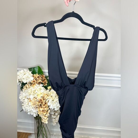 NWT MICHAEL Michael Kors Womens High Neck Shirred One-Piece Swimsuit - Picture 7 of 7